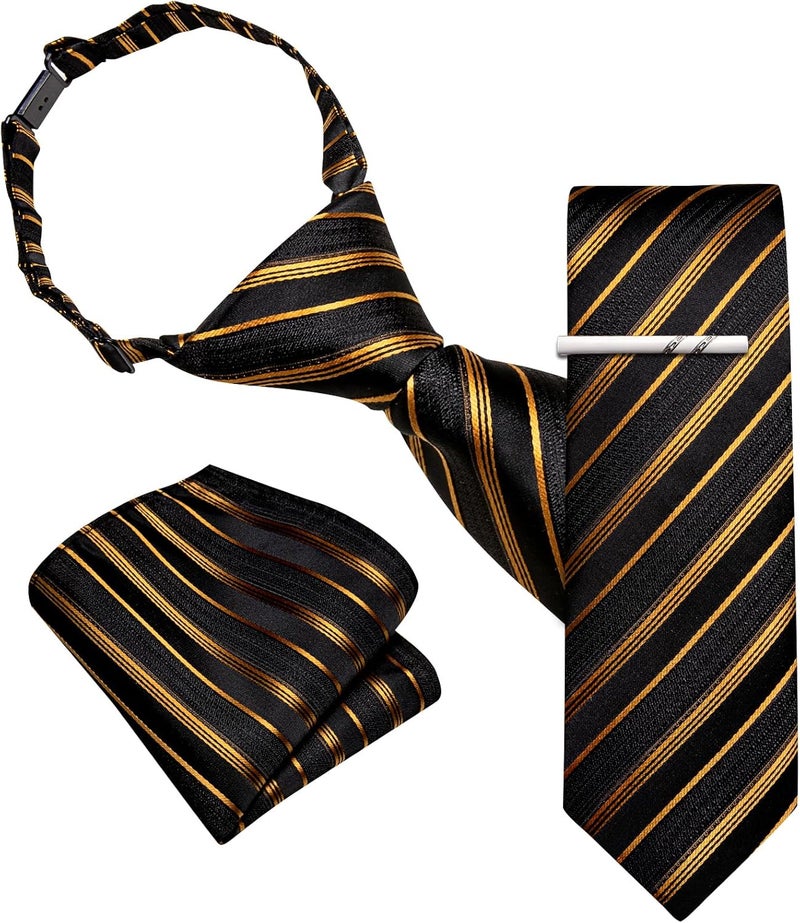 Barry.Wang Store Boys Ties School Pre-Tied Kids Necktie Handkerchief Clip Set Uniforms Child Ties for 8-14 Years Wedding Party - Image 3